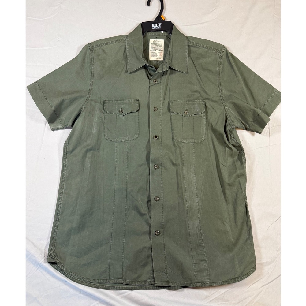 Old Navy Mens L Green‎ Short Sleeve Military Utility Button Down Shirt Utility